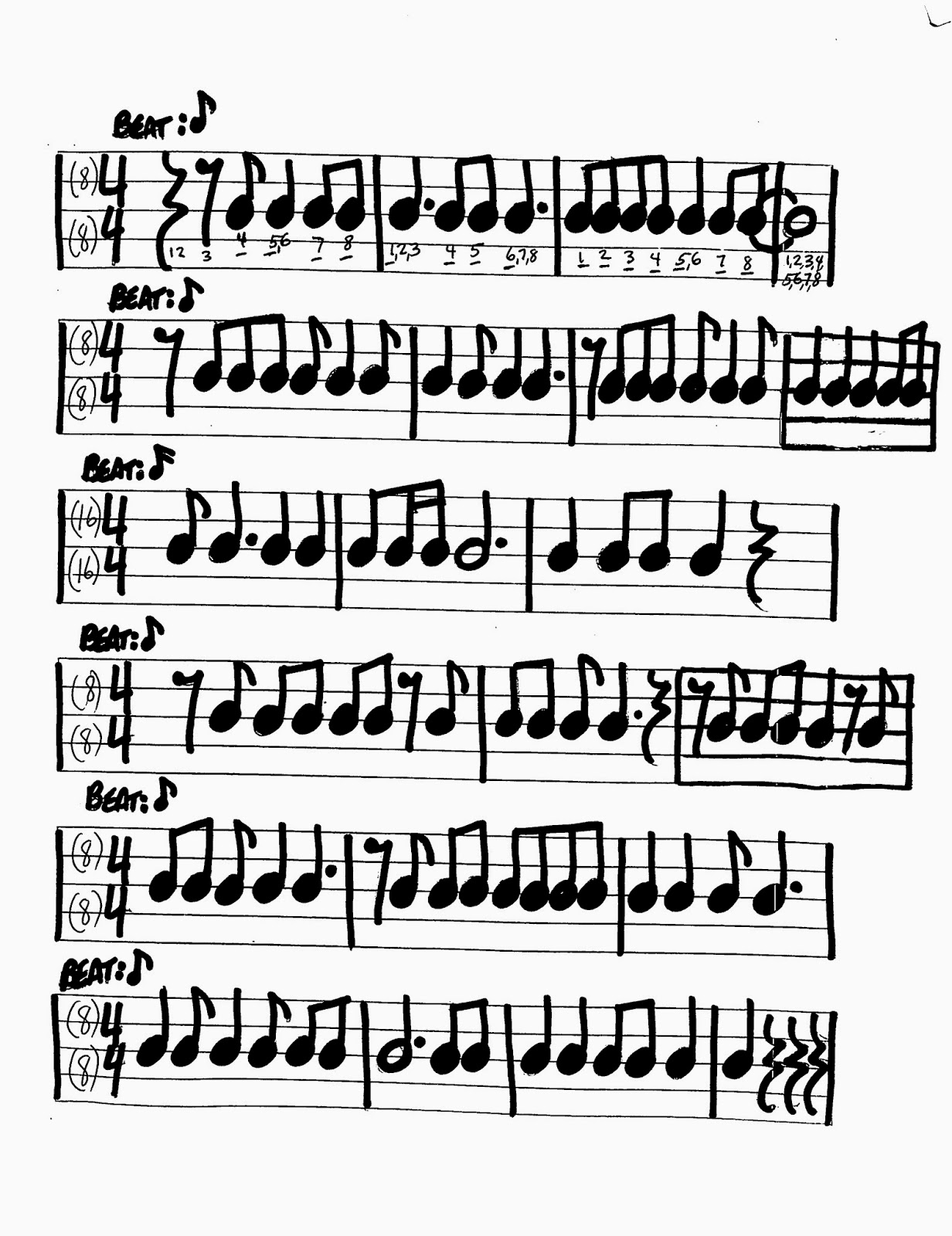 Miss Jacobson's Music: RHYTHM COUNTING ASSIGNMENTS: SUBDIVISION OF THE