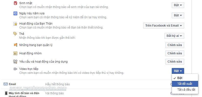 Cách tắt thông báo live stream trên facebook Cach tat thong bao live stream tren facebook