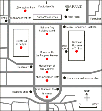 mapa de la plaza de Tian Anmen