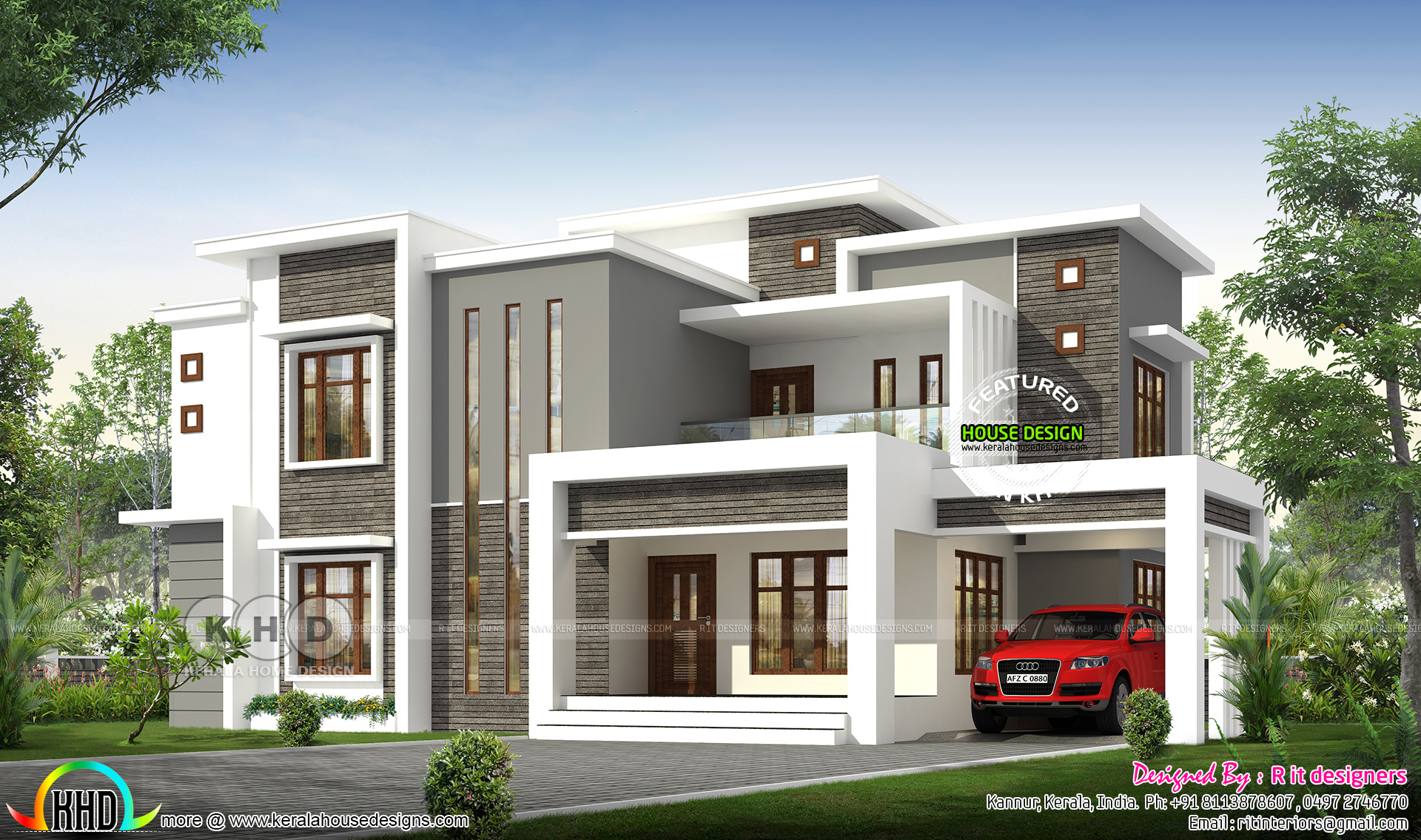 2496 sq-ft flat roof modern contemporary Kerala house - Kerala home