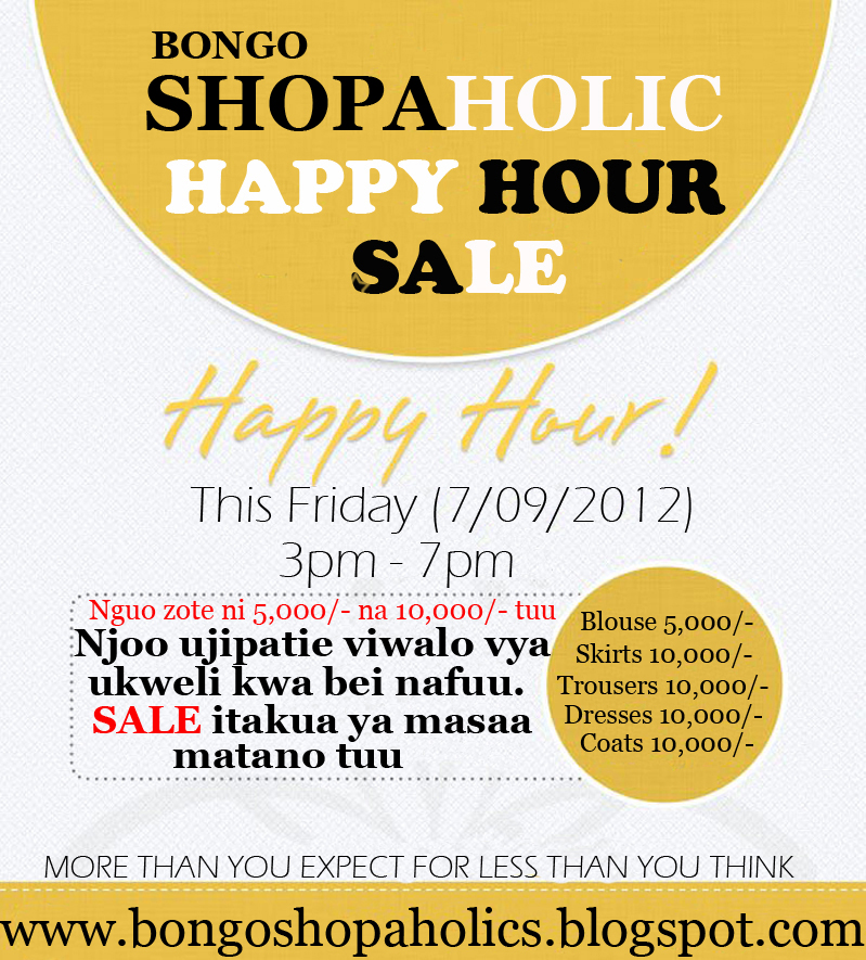 BONGO SHOPAHOLICS HAPPY HOUR SALE TOMORROW( FRIDAY 7/9/2012)