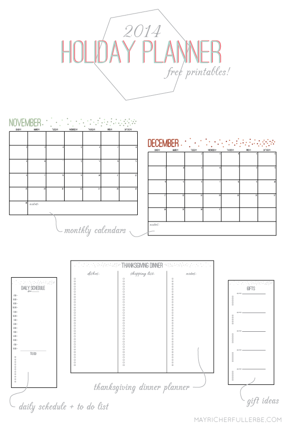 Holiday Planning Printables (November & December)