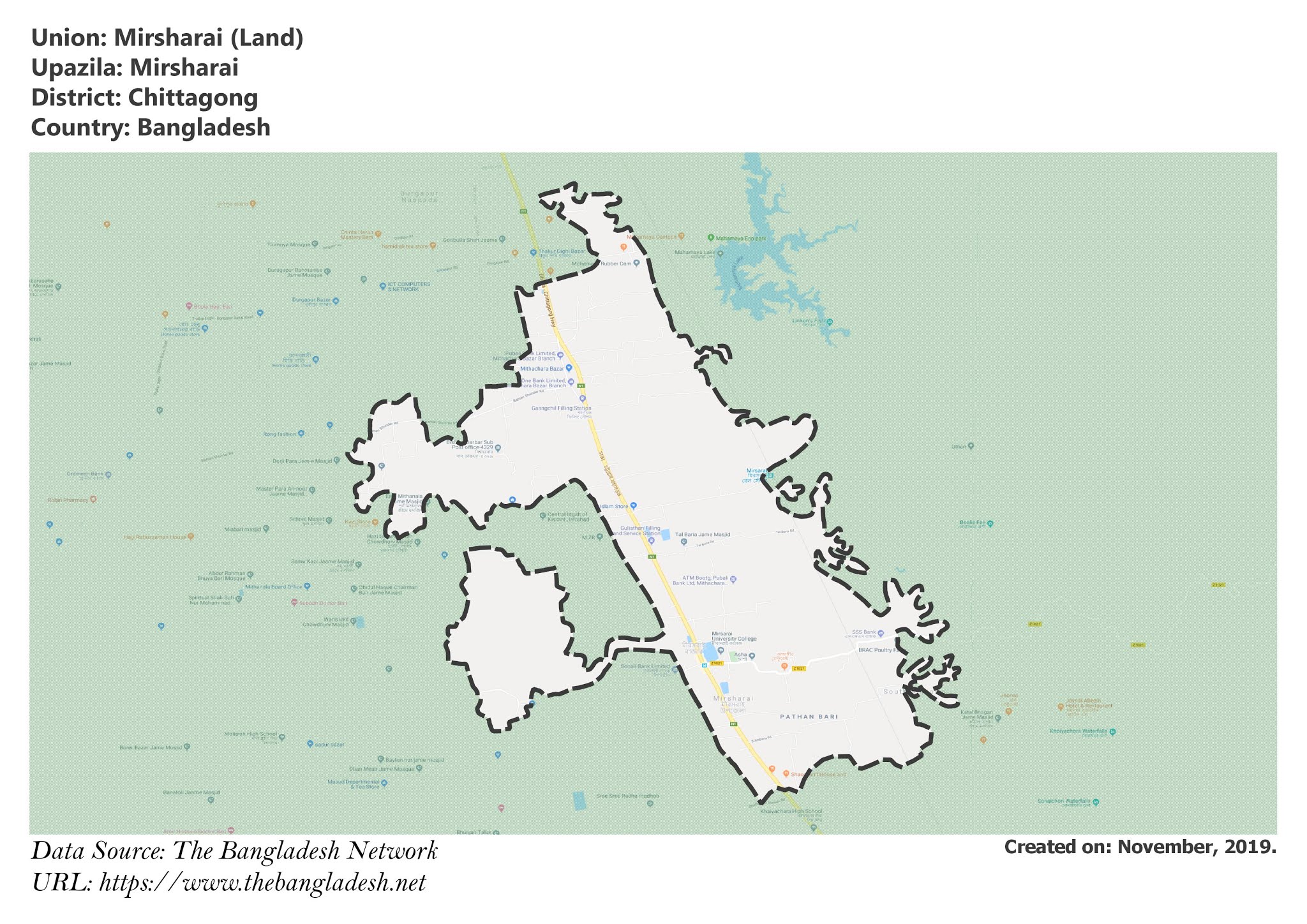 Map of Mirsharai of Mirsharai Upazila Map of Mirsharai of Chittagong, Bangladesh.