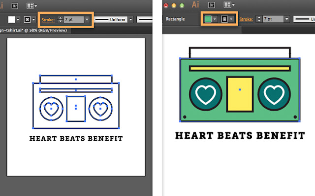 Sesuaikan fill dan strok warna Cara Desain Kaos menggunakan Illustrator