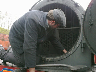 David emptying ash from Baxter's smokebox