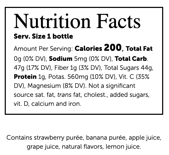 Simply Smoothies - Varieties & Nutrition Facts
