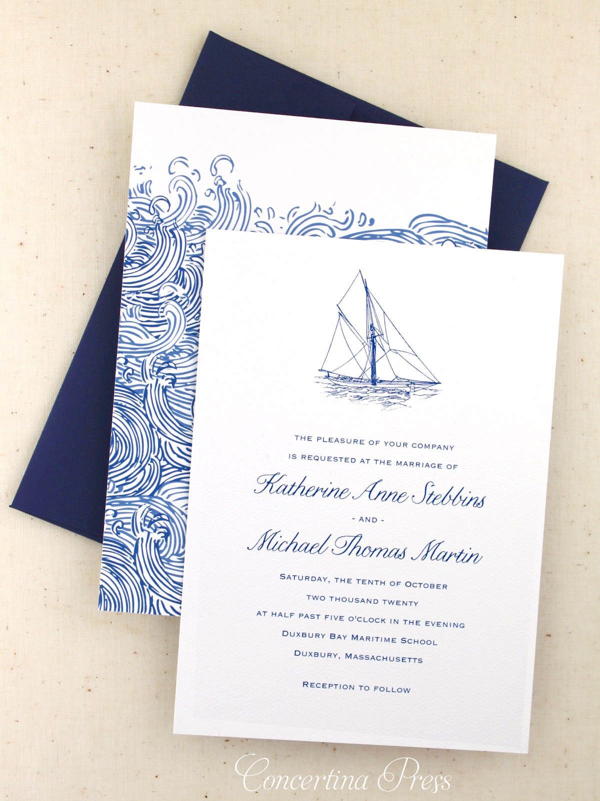 Yacht Club Wedding Invitations for a Nautical Ceremony by Concertina Press