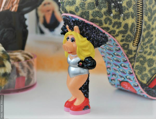 Irregular Choice Disney Muppets Fierce Piggy boots silver bodysuit side view side view of Miss Piggy character heel in silver bodysuit