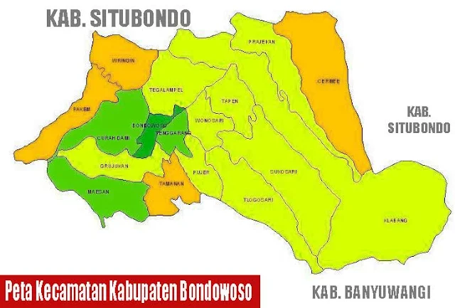 Gambar Peta Kecamatan Kabupaten Bondowoso