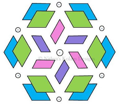 Kolam 58 : Interlocked dots 13 x 7