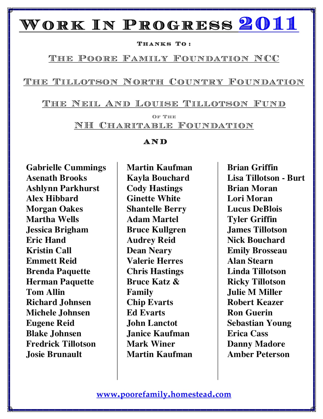 The Poore Farm Museum Calendar of Events Colebrook High School Honor