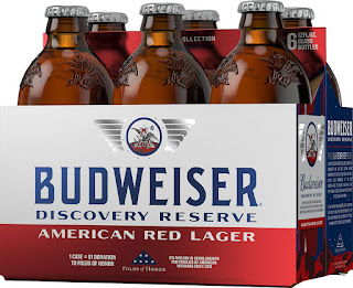 Photo of six-pack of Budweiser Discovery Reserve American Red Lager.