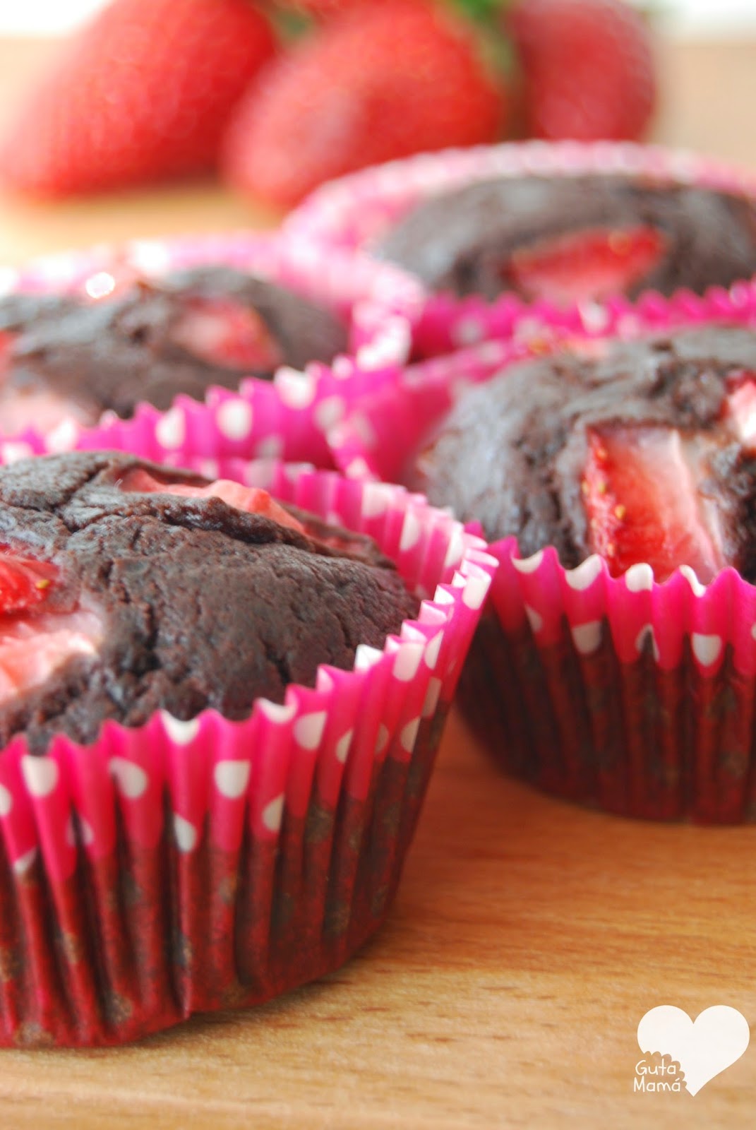 Muffins de Chocolate y Fresas (para San Valentín)