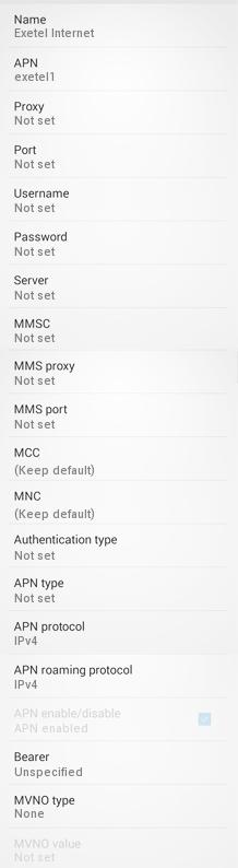 Exetel APN Settings for Android