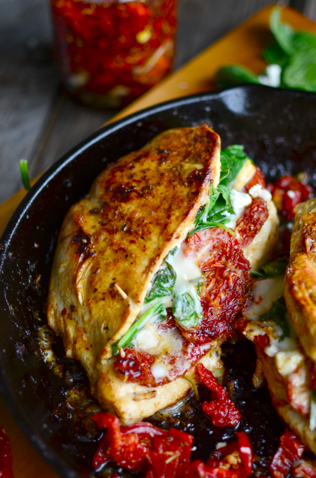 Sundried Tomato, Spinach, and Cheese Stuffed Chicken Chicken