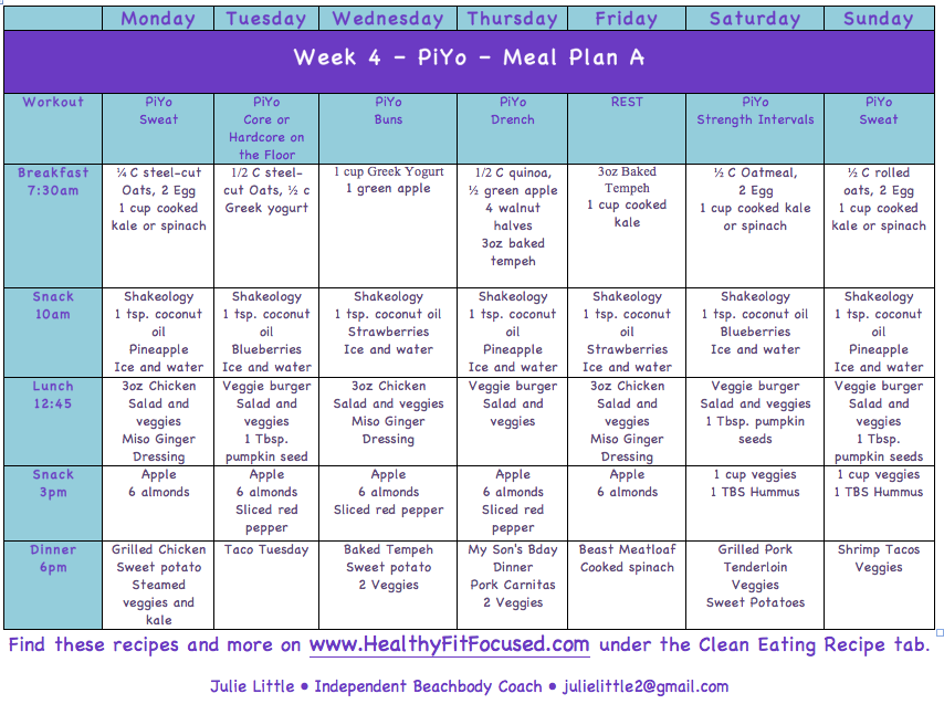 Healthy, Fit, and Focused: PiYo Week 3 Update and Meal Plan