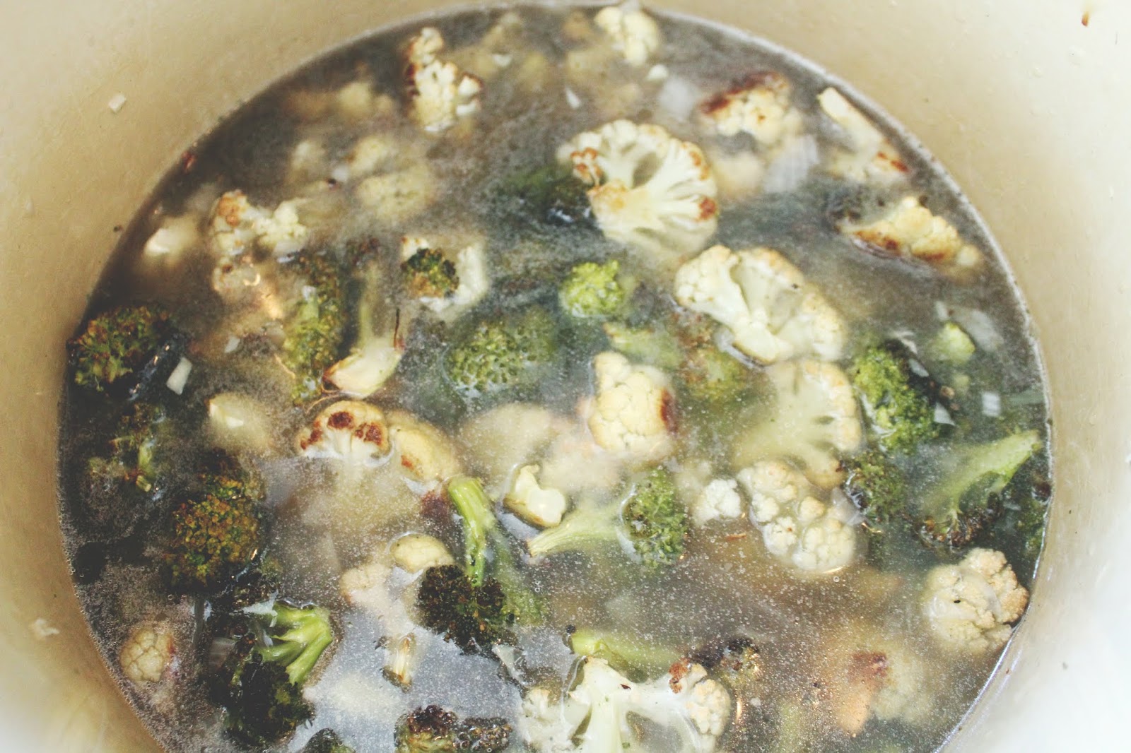 Simple, natural broccoli cheese coup with just cheese and broth and veggies