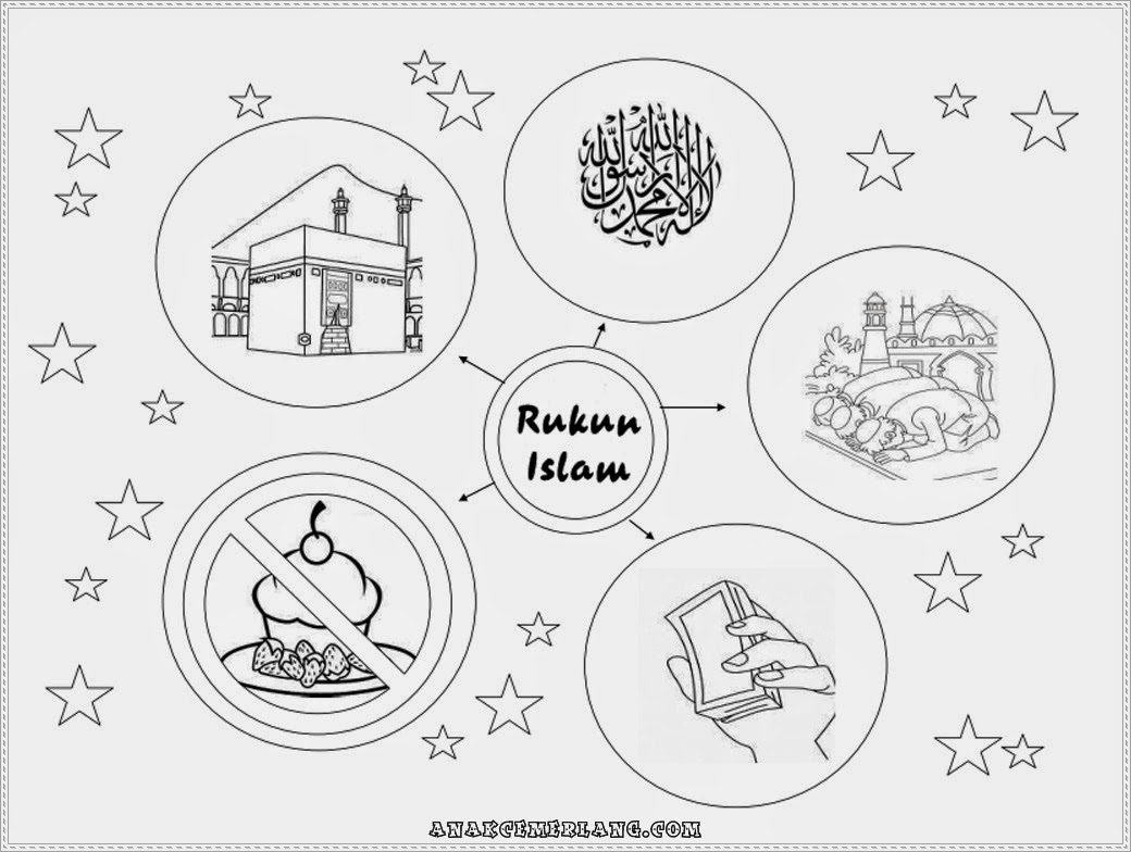 Mewarnai Gambar Rukun Islam Anak Cemerlang Sketsa Kabah