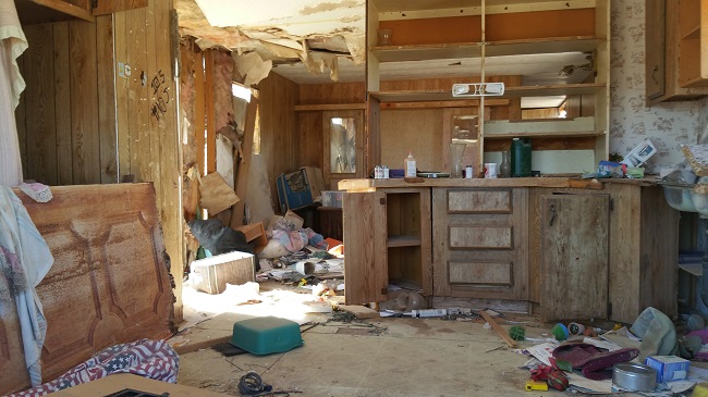 Urban Exploration of Abandoned trailer home at Beeline Dragway ruins near Phoenix, Arizona