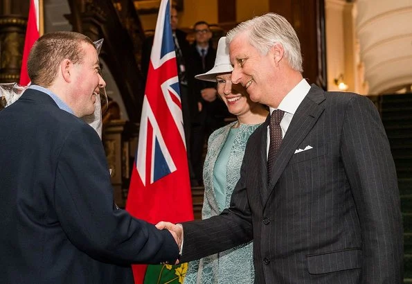 Queen Mathilde wore a gray embroidered coat by Esmeralda Ammoun, a Belgian designer