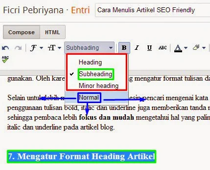 Mengatur Format Heading Artikel