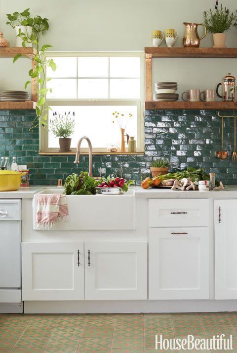 Boho home decor's maximalist maven share renovation - Jungalow kitchen 2 BoHoHome.com @bohosusan; Justina Blakeney interview in House Beautiful. Photos by David Tsay