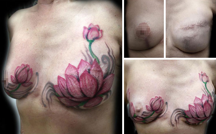 Tattoo Artist Offers Free Work For Survivors Of Domestic Violence - This is a tattoo she did for a woman who had undergone a mastectomy.