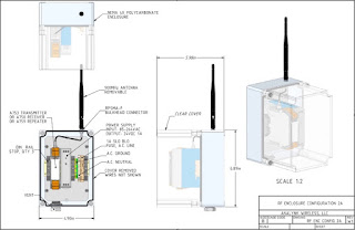drawing of optional enclosure for industrial wireless transmitter or receiver with antenna