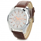 Zhongyi 801 Men's Fashionable PU Band Quartz Analog Wrist Watch - White + Brown