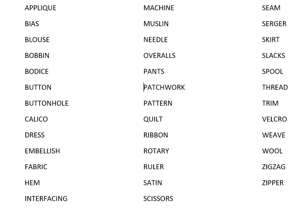 ScrapStitching & ScrapSewing: Weekend fun - a sewing word search puzzle