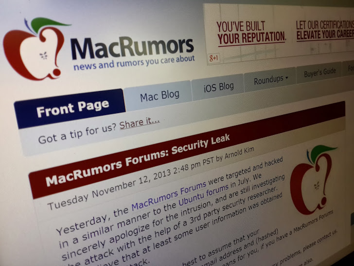MacRumors forum hacked; more than 860,000 accounts compromised
