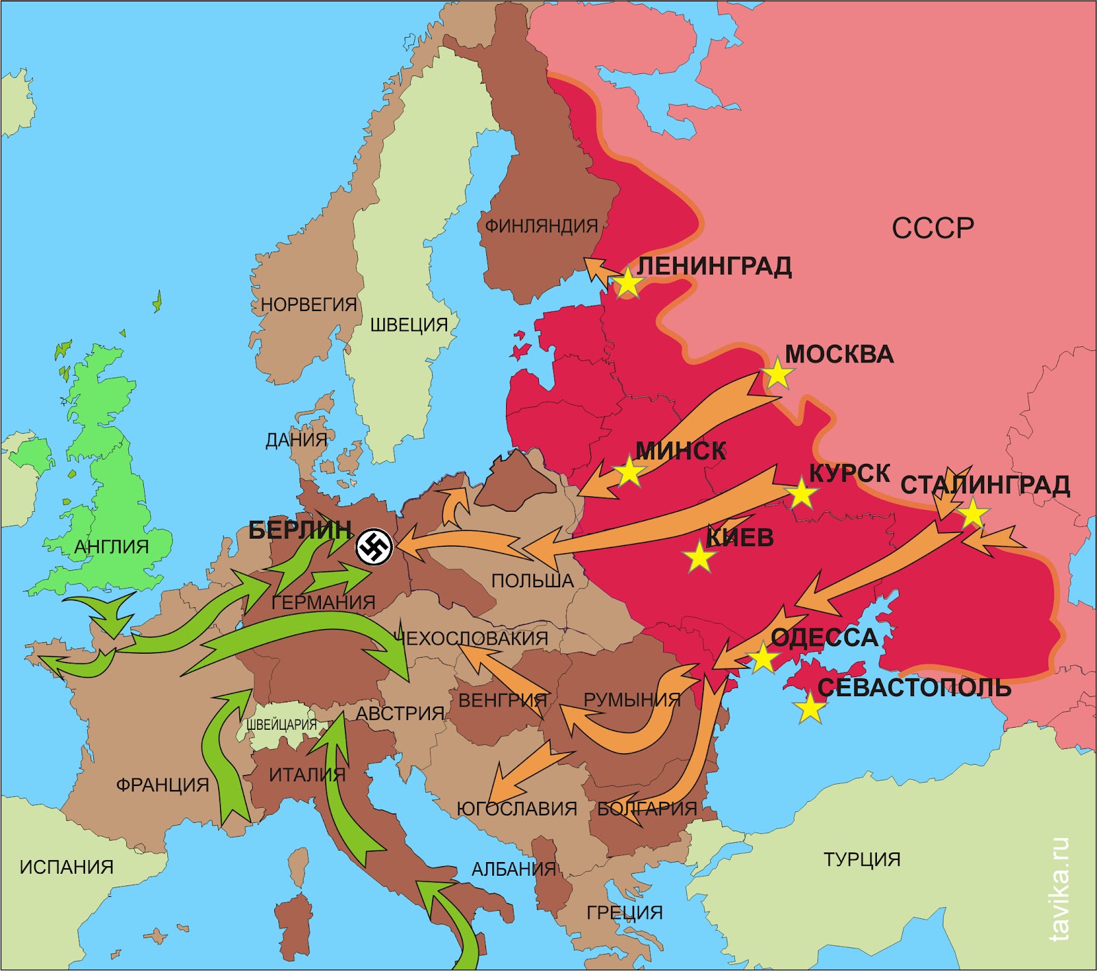 Карта Великой Отечественной войны 1945 год