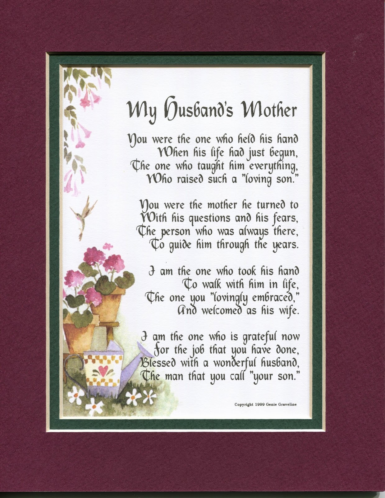 Genie's Poems: Husbands Mother