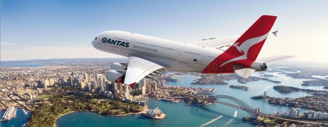 Avião da empresa Qantas que faz voos para a Austrália
