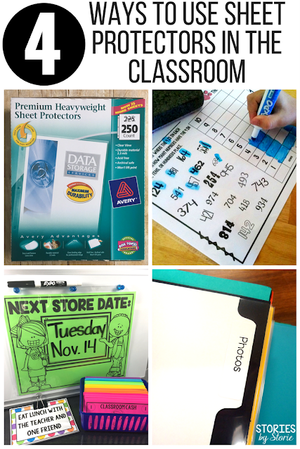 One of the supplies I always have on hand in the classroom is sheet protectors. They are durable, affordable, versatile, and easy to use which is a win-win situation in my book. Here are four ways I have used them in my classroom.