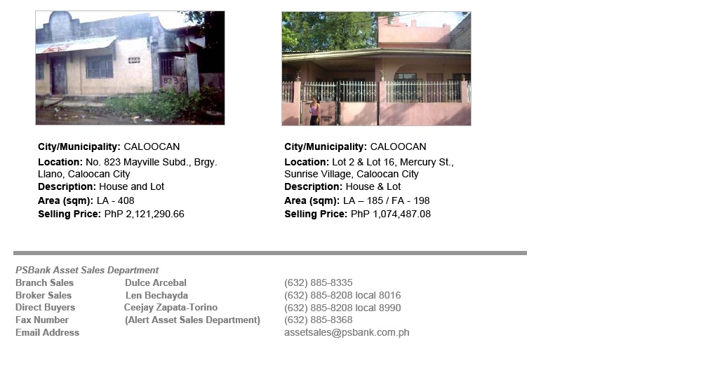 INVESTMENT AND JOB OPPORTUNITIES PS BANK FORECLOSED PROPERTIES NATIONWIDE