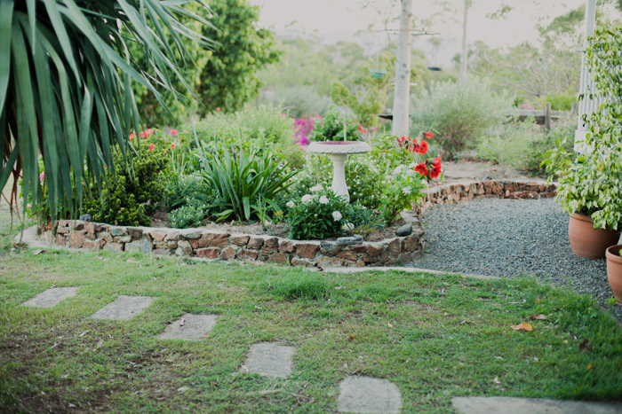 bird bath paved garden