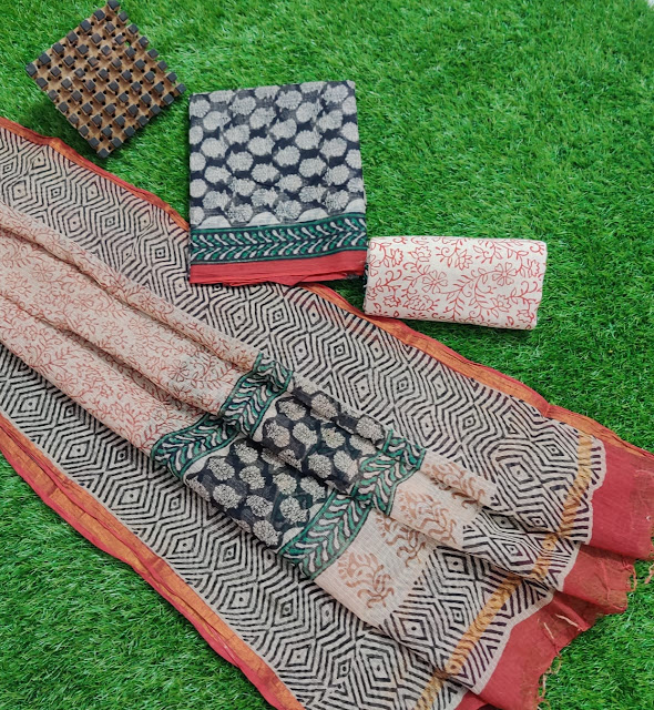 Block printed kota dress materials