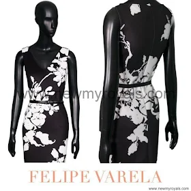 Queen Letizia Style FELIPE VARELA Dress and PRADA Toe Pump