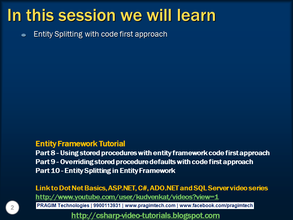 Sql Server And C Video Tutorial Part 11 Entity Splitting In