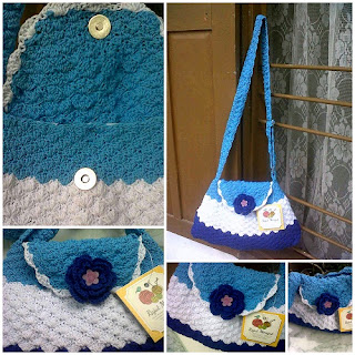 Tas Rajut 3 Warna, crochet bag, tas rajut tangan, cara membuat tas rajut, pola rajutan