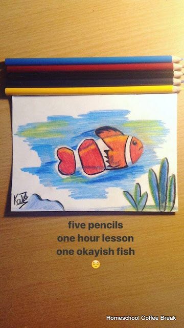 One Okayish Fish on the Virtual Refrigerator art link-up hosted by Homeschool Coffee Break @ kympossibleblog.blogspot.com #art  #VirtualFridge