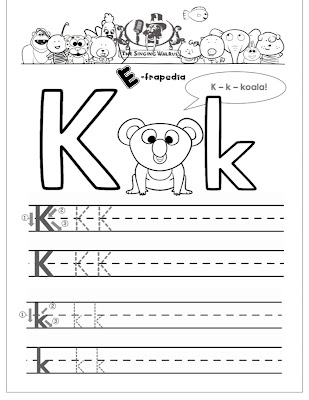 Letter K Writing and Coloring Worksheets for Kindergarten