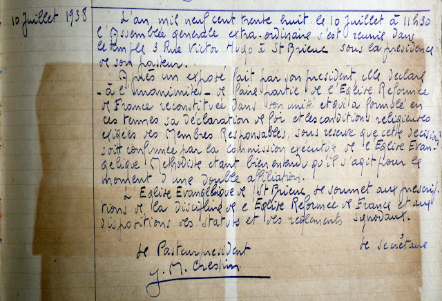 Pasteur Crespin. 1938 Eglise réformée de Saint Brieuc