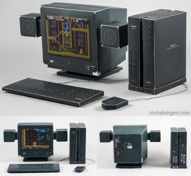 PAPERMAU Sharp X68000 Personal Computer Paper Model by Rocky Bergen