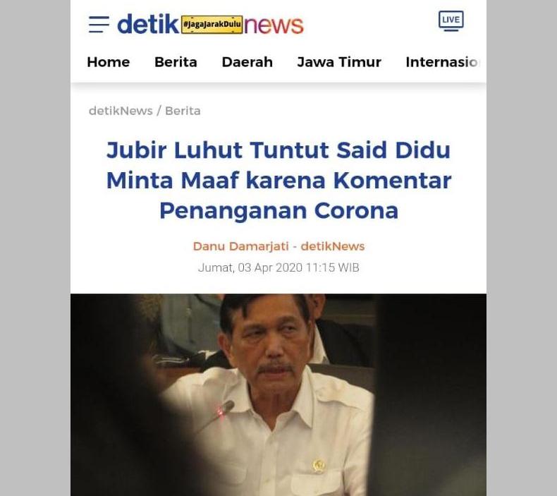 OPUNG LUHUT MAU PIDANAKN SAID DIDU? WUH ATUT&hellip;.! | PORTAL ISLAM