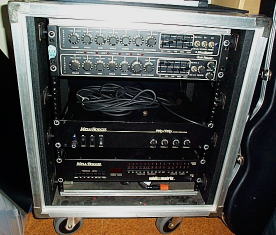 Pre-amp, Power amp and switcher is in a rack