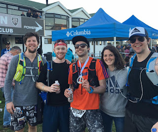 Posing at the finish line. Posing at the finish line.