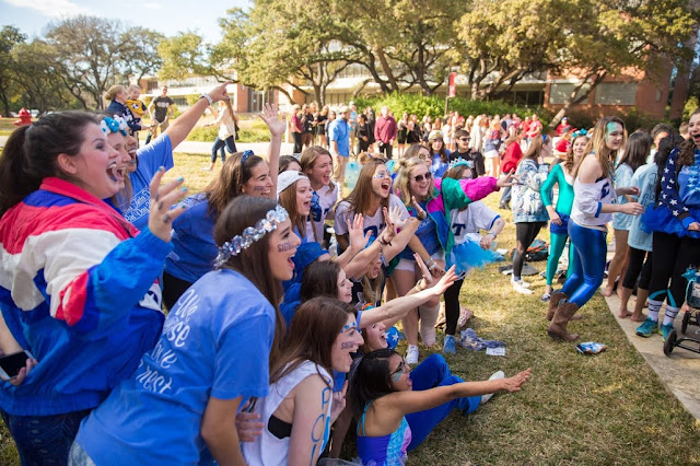 Bid day at Trinity University with sororities Bid day at Trinity University with sororities