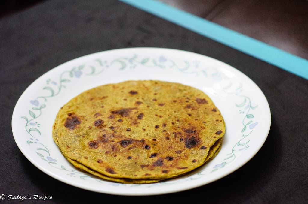 Sailaja's Recipes Kale, Cilantro Flat bread/Roti